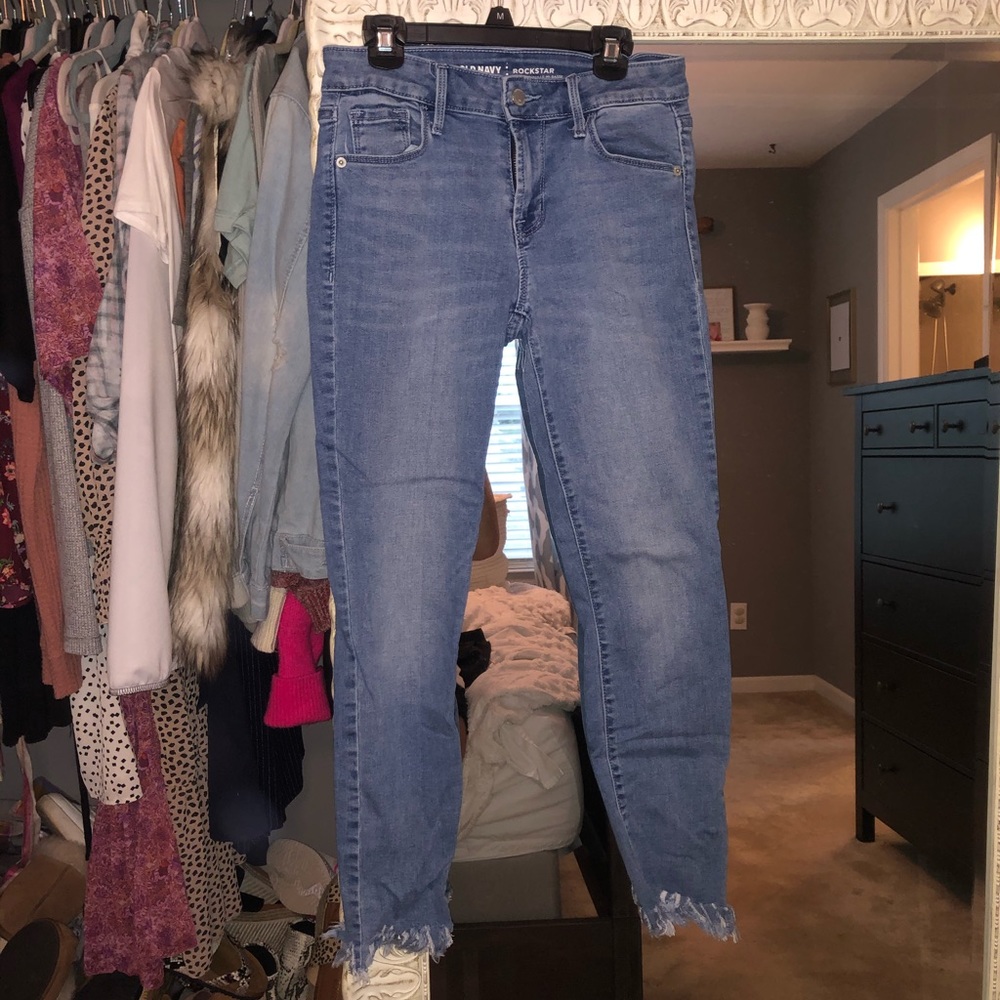 Fringe jean capris